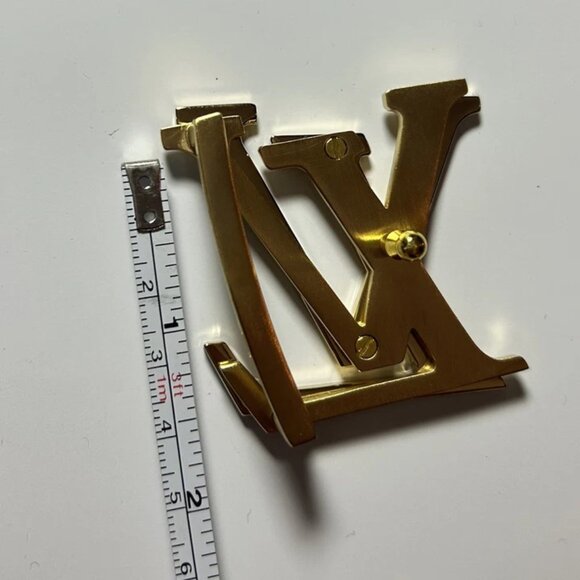 Louis Vuitton LV Initials Gold Trio Belt Buckle ONLY Unisex Reversible Auth 40mm - Picture 4 of 4